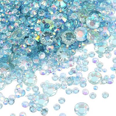 Electroplated Transparent Flat Back Resin Rhinestone Cabochons RESI-XCP0002-44B-1