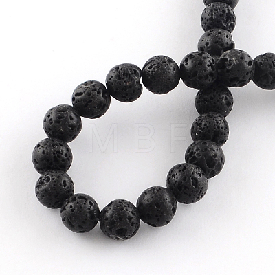 Dyed Natural Lava Rock Gemstone Round Bead Strands X-G-R293-05-1