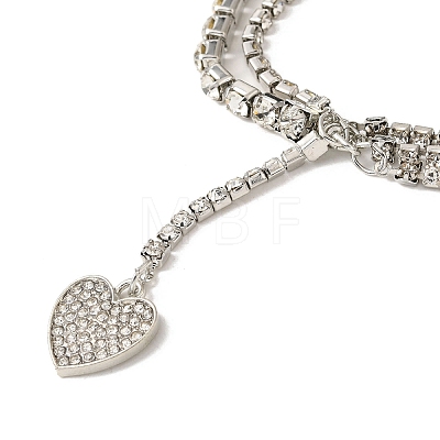 Heart Tassel Alloy Crystal Rhinestone Thigh Chain AJEW-G059-01B-P-1