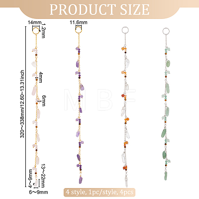 Gemstone Round & Chip Hair Pendants Decoration Chain Clips for Woman Girl OHAR-AB00007-1