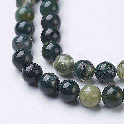 Natural Moss Agate Beads Strands X-GSR001-1