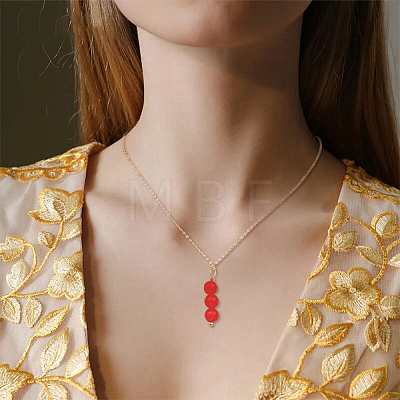 8Pcs 8 Style Natural Mixed Gemstone Round Beaded Pendant Necklaces Set with Iron Cable Chains NJEW-AB00025-1