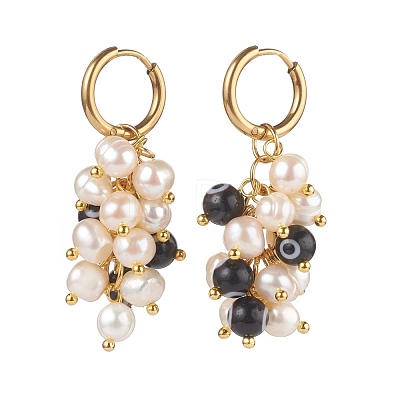 Natural Pearl Cluster Earrings EJEW-JE04515-1