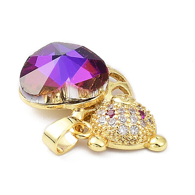 Real 18K Gold Plated Rack Plating Brass Micro Pave Cubic Zirconia Pendants KK-G466-05G-1