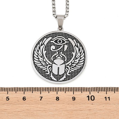 Religion 201 Stainless Steel Eye of Horus Egyptian Scarab Pendant Egyptian Scarab Box Chain Necklaces SA-H003-02P-1