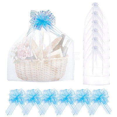 6Pcs Rectangle Organza Packing Drawstring Bags ABAG-PH0001-81B-1