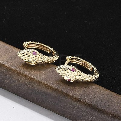 Brass Cubic Zirconia Hoop Earrings EJEW-Q014-09G-1