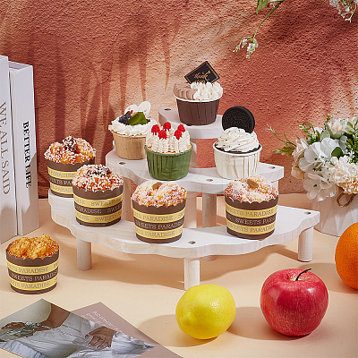 3-Tier Semi-Circle Wood Cupcake Display Risers ODIS-WH0030-89-1