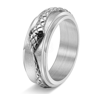 304 Stainless Steel Micro Pave Cubic Zirconia Rotatable Finger Rings for Men WGF0C11-01-1