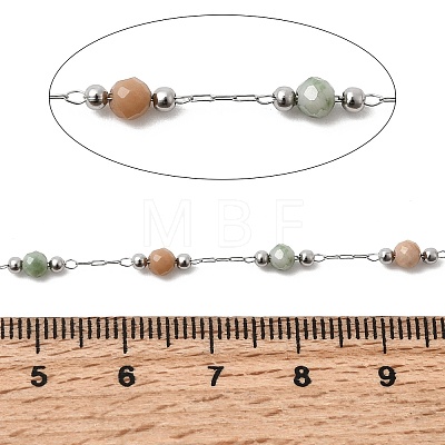 Handmade Natural Indian Agate & 316 Stainless Steel Round Link Chains CHS-L033-07P-04-1