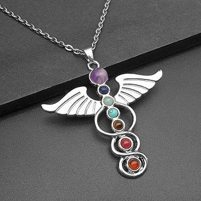 Chakra Natural & Synthetic Gemstone Necklaces WV2130-1