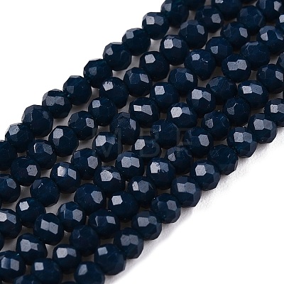 Opaque Solid Color Glass Beads Strands EGLA-T021-02B-1