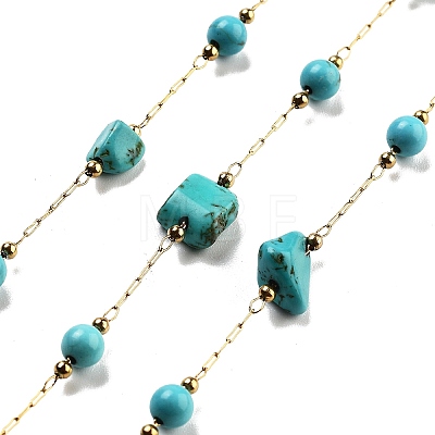 Handmade Nuggets Synthetic Turquoise Beaded Chains CHS-P019-06G-B-1