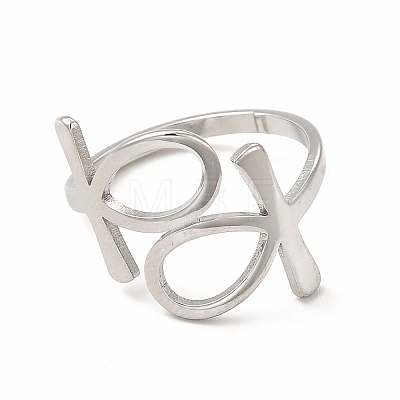 304 Stainless Steel Feminie Sign Open Cuff Ring for Women RJEW-B027-01P-1