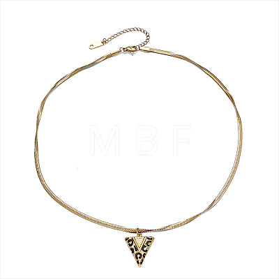 Leopard Print 304 Stainless Steel Enamel Geometric Pendant Necklaces for Women WG63095-01-1