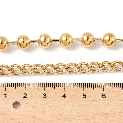 304 Stainless Steel Half Ball Chain & Twisted Chain Necklaces with OT Buckles NJEW-V010-03G-1