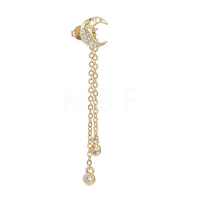 Brass Micro Pave Clear Cubic Zirconia Dangle Stud Earrings EJEW-K083-16G-1