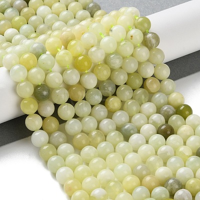 Natural New Jade Round Beads Strands G-O039-16-10mm-01-1