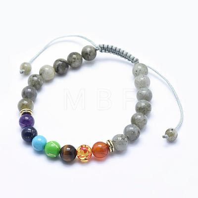 Natural Gemstone Braided Bead Bracelets BJEW-F276-G-1