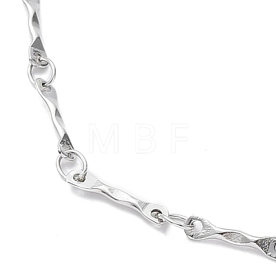 Non-Tarnish 304 Stainless Steel Textured Bar Link Chain Necklace NJEW-K249-10P-1