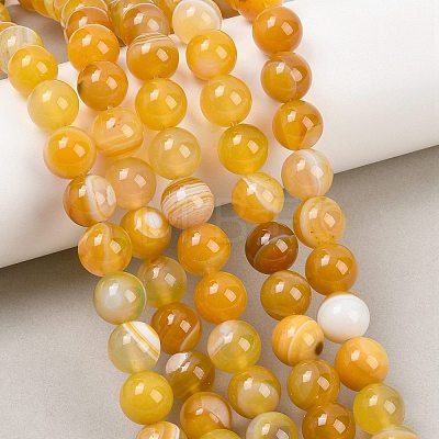 Natural Striped Agate/Banded Agate Beads Strands G-Z060-A01-C20-1