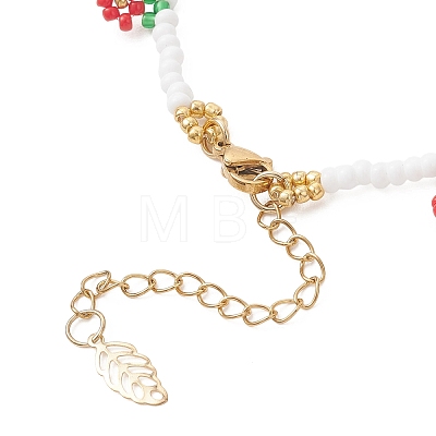 Floral Glass Seed Bead Charm Bracelets for Women BJEW-MZ00306-03-1