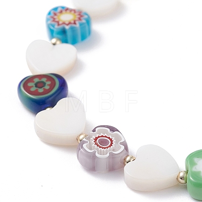 Colorful Heart Flower Beaded Bracelet for Girl Women X1-BJEW-TA00030-1