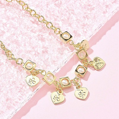 Brass Charm Bracelets for Women BJEW-C083-08G-1