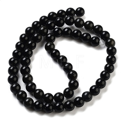 Natural Obsidian Bead Strands G-R173-6mm-02-1