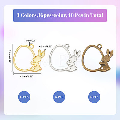 CHGCRAFT 48PCS 3Style Easter Theme Alloy Pendants FIND-CA0008-68-1