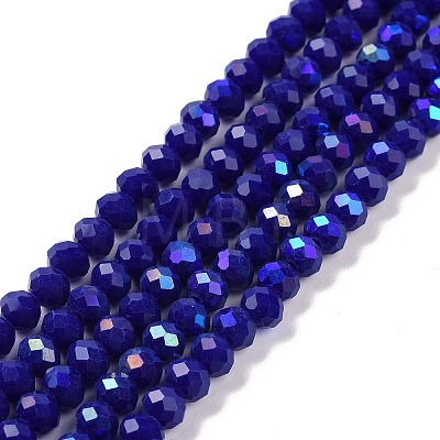 Electroplate Opaque Solid Color Glass Beads Strands EGLA-A034-P1mm-L12-1