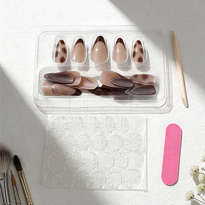 Leopard Print Plastic Full Cover Press On False Nails MRMJ-WH20008-24-1