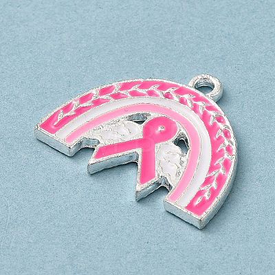 Breast Cancer Pink Awareness Ribbon Theme Alloy Enamel Pendants ENAM-A147-01F-1