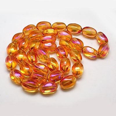 Full Rainbow Plated Crystal Glass Oval Beads Strands EGLA-F026-A04-1