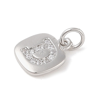 Rack Plating Brass Micro Pave CLear Cubic Zirconia Charms KK-E110-14P-D-1