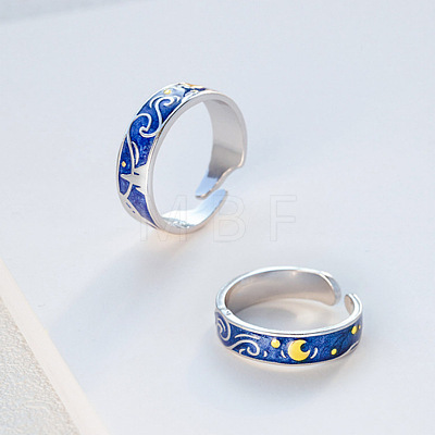 2Pcs Alloy Enamel Cuff Open Rings for Couple WGE1F67-02-1