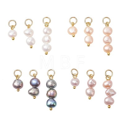3Pcs Natural Cultured Freshwater Pearl Potato Pendants PALLOY-JF05105-1