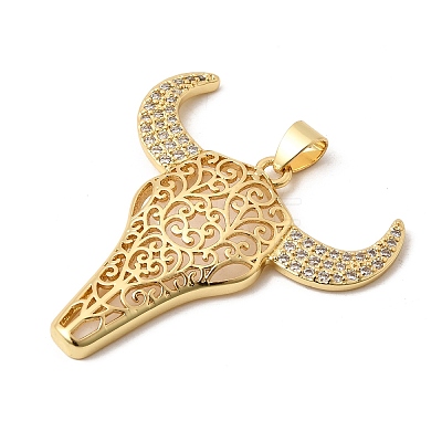 Brass Micro Pave Clear Cubic Zirconia Pendants KK-H267-060D-G-1