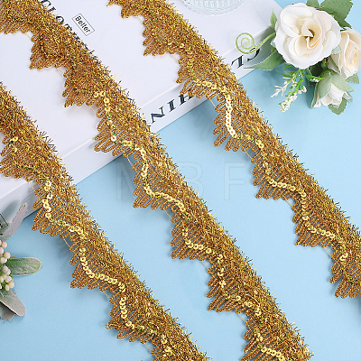 Polyester Flower Paillette Lace Ribbon OCOR-WH0078-109B-1