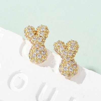 Brass Micro Pave Cubic Zirconia Stud Earrings EJEW-Z091-04G-Y-1