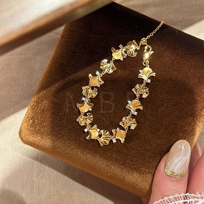 Brass Micro Pave Clear Cubic Zirconia Link Chain Bracelets for Women WG3120E-02-1