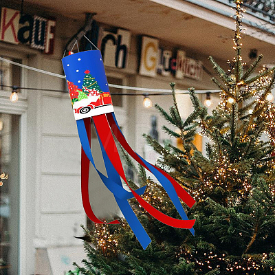 Christmas Theme Polyester Windsock Streamer Fish Flag AJEW-WH20008-10A-1