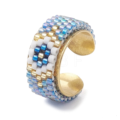 Glass Seed Beads Cuff Rings RJEW-MZ00016-1