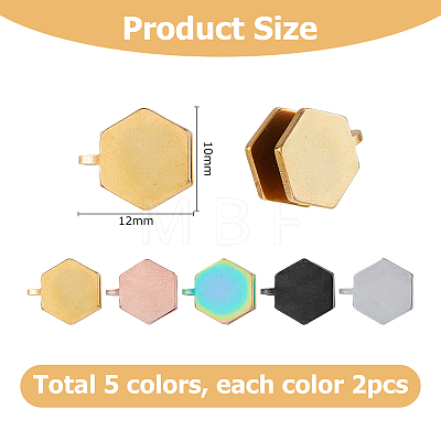 10Pcs 5 Colors 304 Stainless Steel Cuff Earrings EJEW-HS0001-43A-1