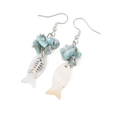Shell Alloy Pendant Dangle Earrings for Women EJEW-JE07464-1