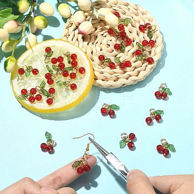 30Pcs Glass & Acrylic Beaded Charms PALLOY-CJ0003-03-1