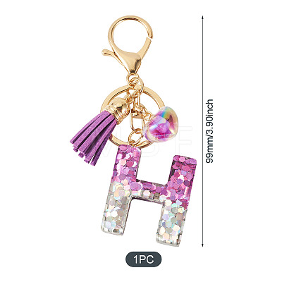 Alloy Resin Heart Keychains KEYC-TADJ0002-01G-H-1