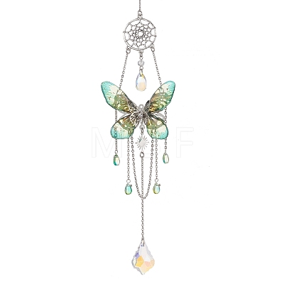 3Pcs 3 Colors Stainless Steel Resin Butterfly Suncatcher HJEW-TA00452-1