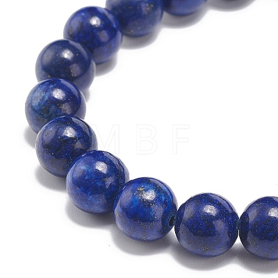 Natural Lapis Lazuli(Dyed) Beaded Stretch Bracelet BJEW-JB08879-01-1