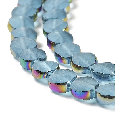 Electroplate Frosted Glass Beads Strands EGLA-Z001-01C-1
